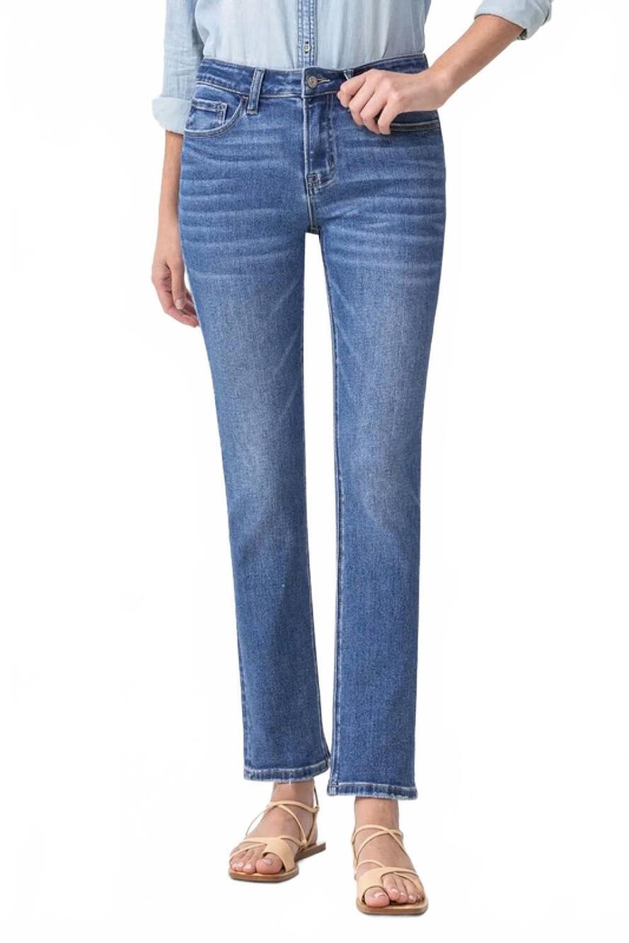 NEW LOVERVET maggie mid rise slim ankle straight jeans in medium wash